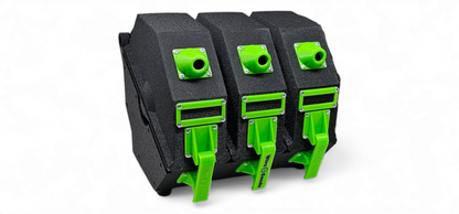 Front view of the 3 spool A5 Add On Module in fluorescent green (discontinued color)