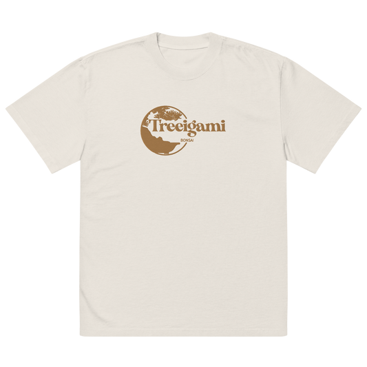 Treeigami Gold Embordered Logo on an Oversized faded t-shirt