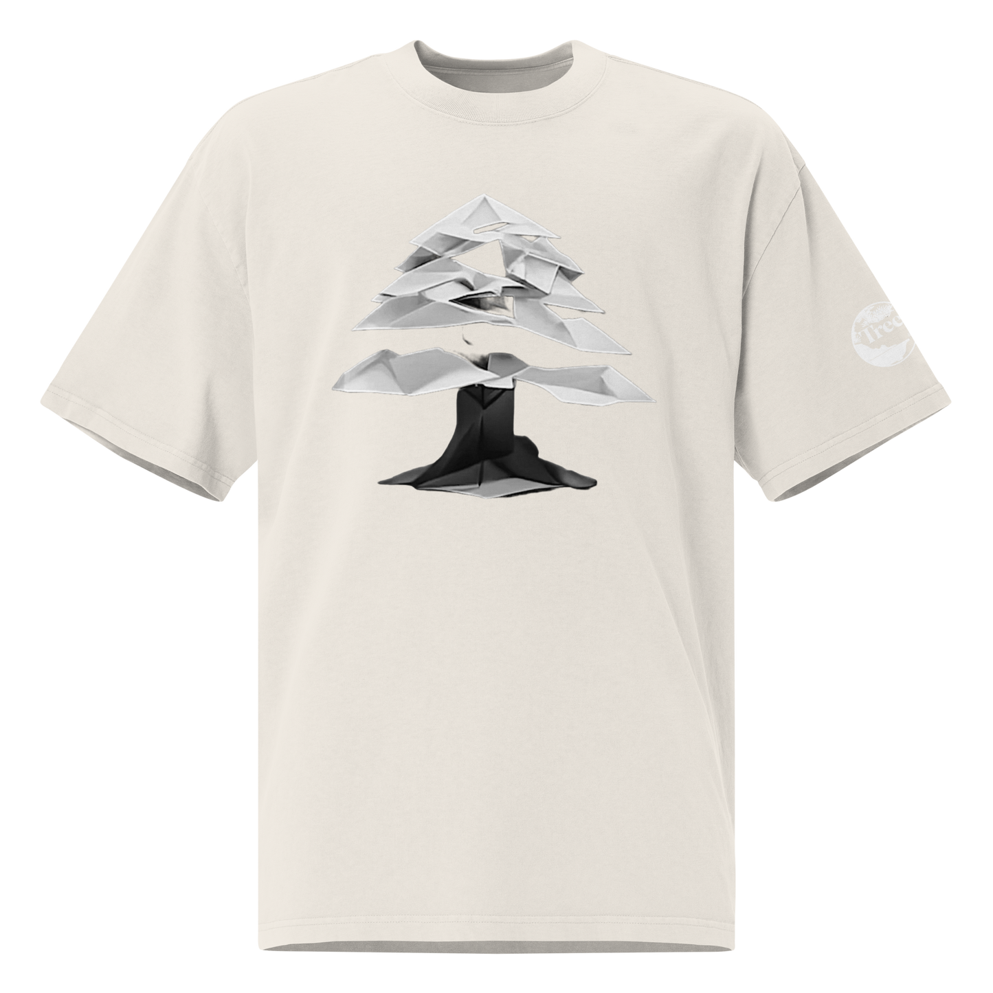 Treeigami Treeshirt - Oversized faded t-shirt with Logo on Left Sleeve