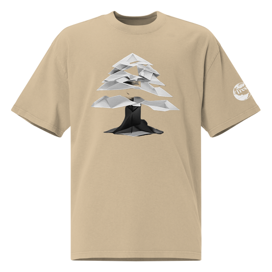 Treeigami Treeshirt - Oversized faded t-shirt with Logo on Left Sleeve