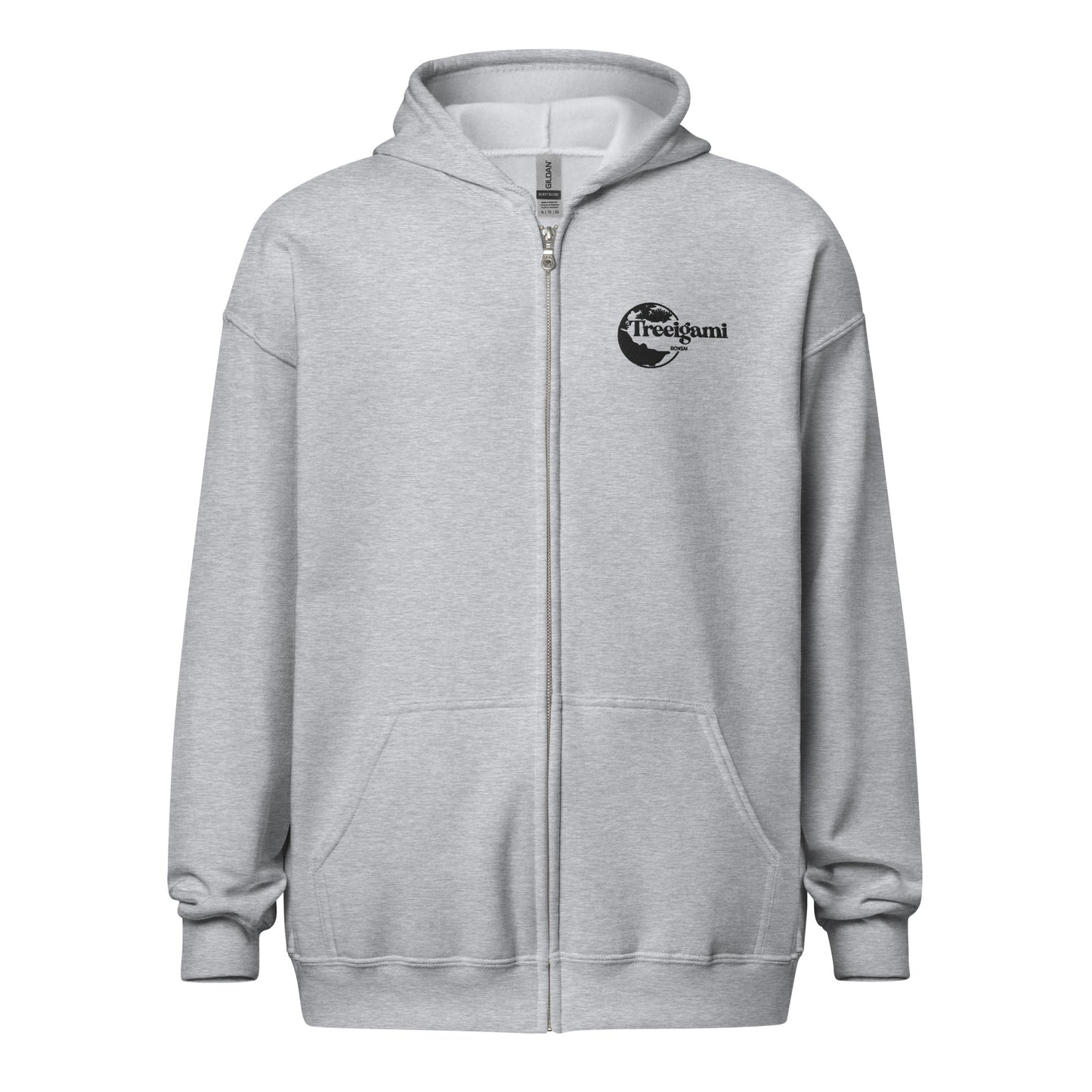 Treeigami Unisex heavy blend zip hoodie - Black Embordered Logo